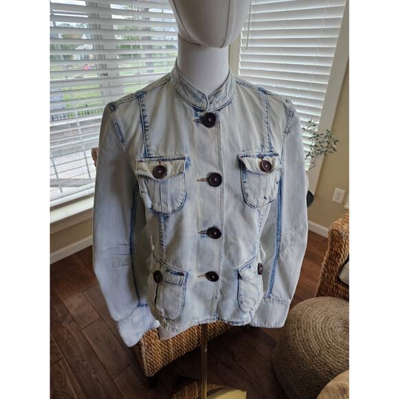Marithe Francois Girbaud Denim Jean Jacket Women's Size M White Wash Y2K - Picture 2 of 13